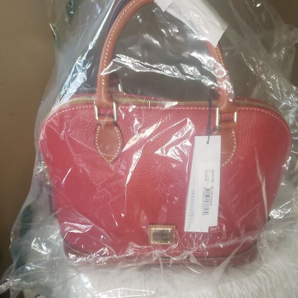 Dooney & Bourke Pebble Grain Zip Zip Satchel Wine Red Leather Bag NWT - Picture 6 of 6